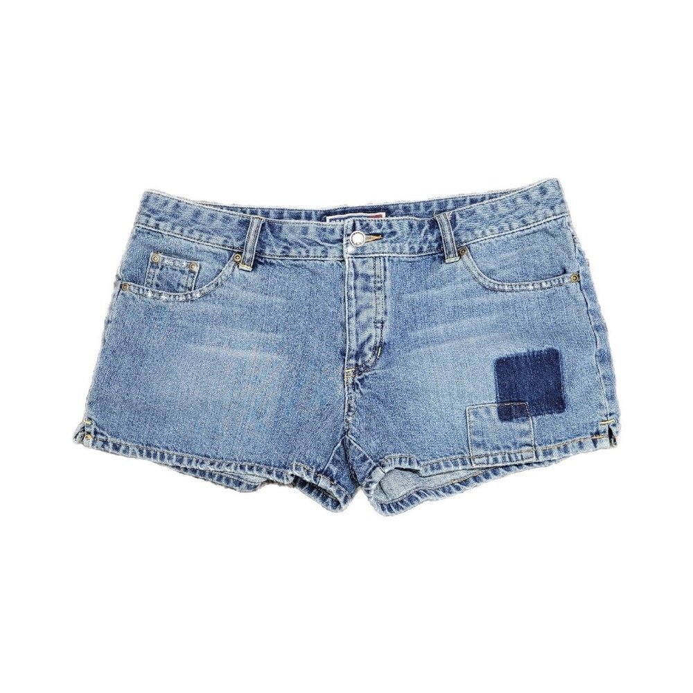 Old Navy Size 12 Jean Shorts Low Rise Pockets Button-Fly Pockets Patch Y2K
